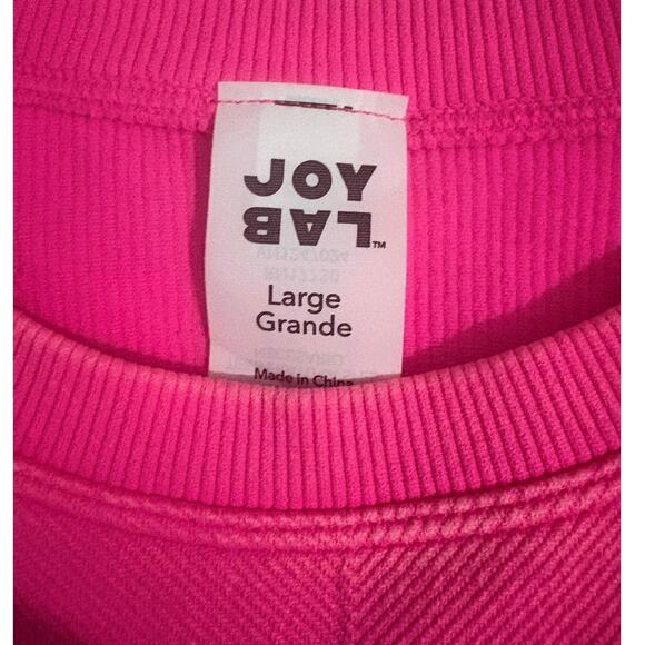 New JoyLab Hot Pink Cropped Short Sleeve Active Tee Shirt Large - Picture 3 of 4
